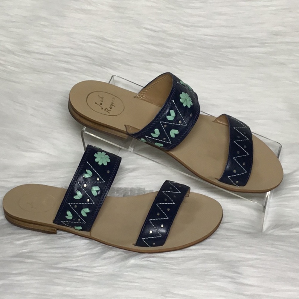 Jack Rogers Adair Flat Sandal - Midnight/Mint, 9.5